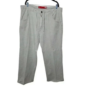 Guess Jeans Vintage Pants Mens 36x30 Khaki Linen Cotton Blend Drawstring EUC